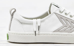 CATIBA Low Off White Canvas Ice Suede Accents Sneaker Men