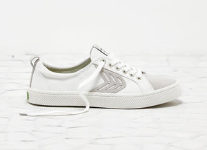 CATIBA Low Off White Canvas Ice Suede Accents Sneaker Women