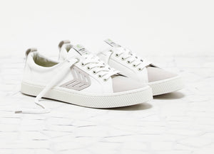 CATIBA Low Off White Canvas Ice Suede Accents Sneaker Men