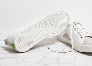 CATIBA Low Off White Canvas Ice Suede Accents Sneaker Women