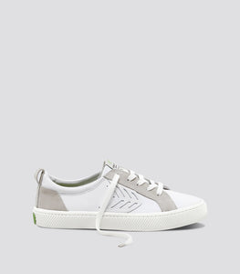 CATIBA Low Off White Leather Ice Suede Accents Sneaker Women