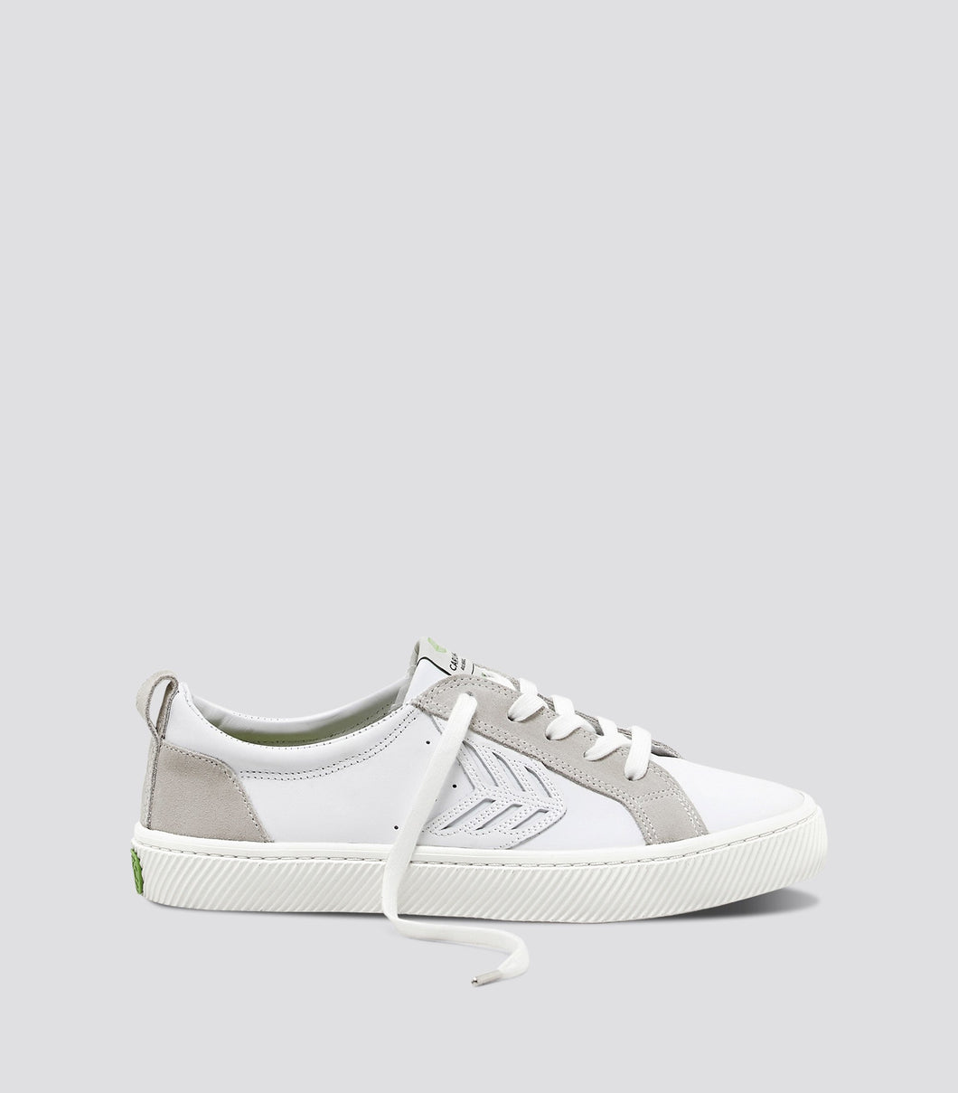CATIBA Low Off White Leather Ice Suede Accents Sneaker Women