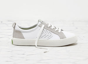 CATIBA Low Off White Leather Ice Suede Accents Sneaker Women