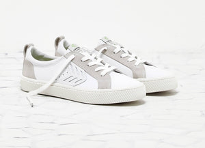 CATIBA Low Off White Leather Ice Suede Accents Sneaker Women