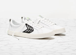 CATIBA Low Off White Leather Black Logo Sneaker Women