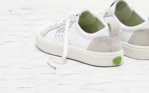 CATIBA Low Off White Leather Ice Suede Accents Sneaker Women