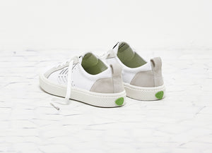 CATIBA Low Off White Leather Ice Suede Accents Sneaker Men