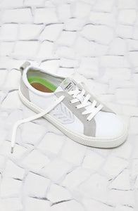 CATIBA Low Off White Leather Ice Suede Accents Sneaker Men