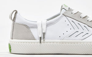 CATIBA Low Off White Leather Ice Suede Accents Sneaker Women