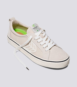 CATIBA Low Stripe Vintage White Suede and Canvas Sneaker Men