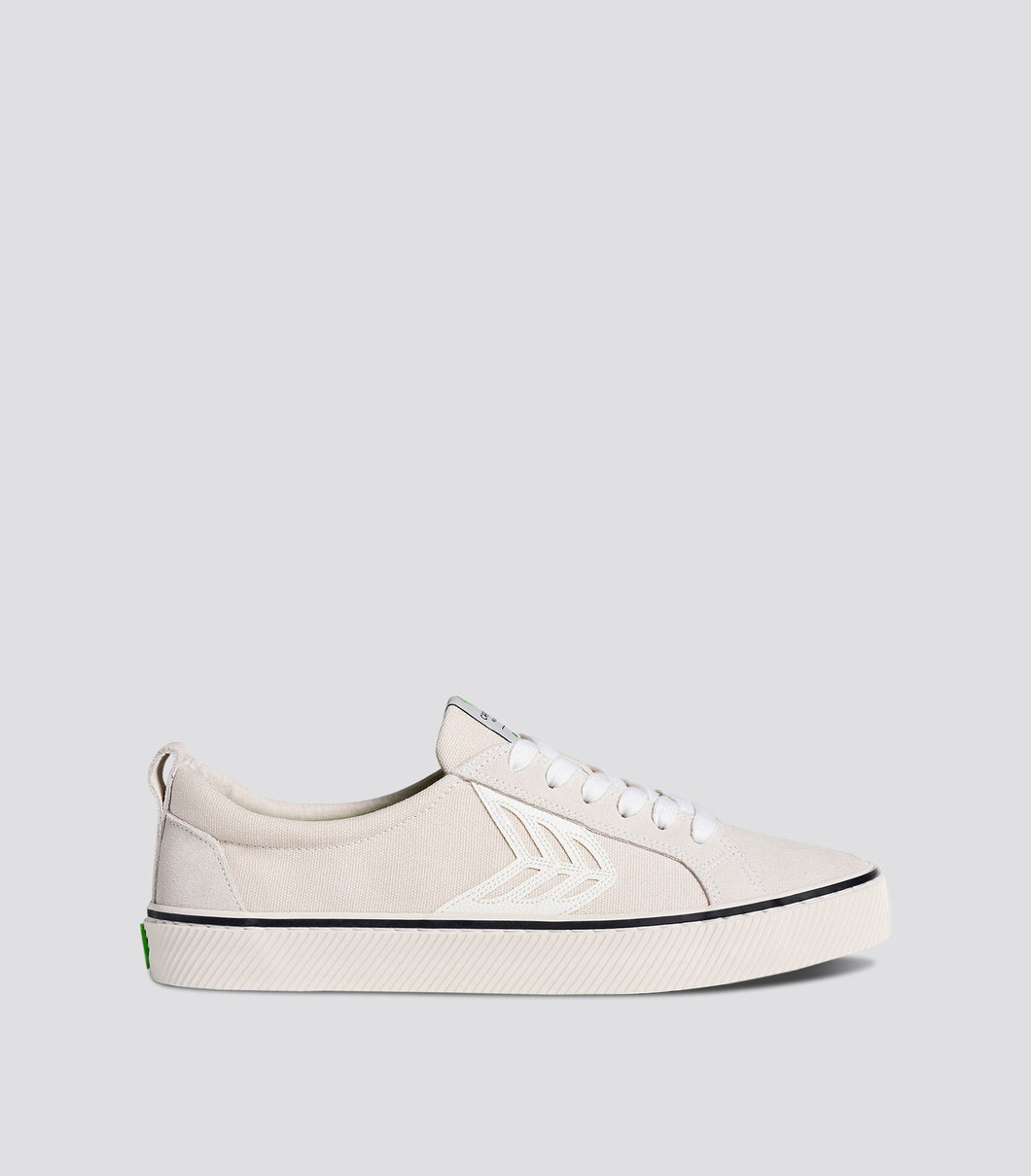 CATIBA Low Stripe Vintage White Suede and Canvas Sneaker Men