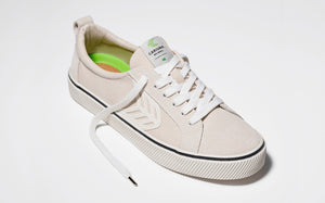 CATIBA Low Stripe Vintage White Suede and Canvas Sneaker Men