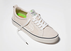 CATIBA Low Stripe Vintage White Suede and Canvas Sneaker Men