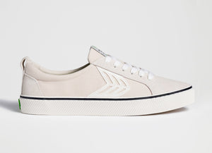 CATIBA Low Stripe Vintage White Suede and Canvas Sneaker Men