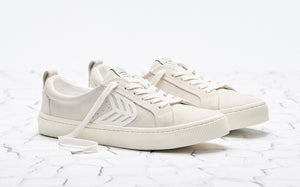 CATIBA Low Off White Suede Ivory Logo Sneaker Men