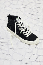 Load image into Gallery viewer, OCA High Washed Black Canvas Contrast Thread Sneaker Women
