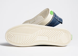 OCA Low Stripe Shadow Blue Canvas Contrast Thread Sneaker Men