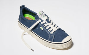 OCA Low Stripe Shadow Blue Canvas Contrast Thread Sneaker Men