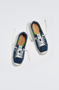 OCA Low Stripe Shadow Blue Canvas Contrast Thread Sneaker Men