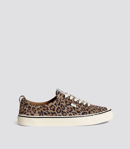 OCA Low Stripe Leopard Print Suede Sneaker Women