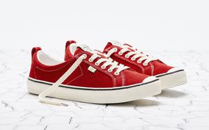 OCA Low Stripe Samba Red Suede Contrast Thread Sneaker Men