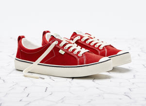 OCA Low Stripe Samba Red Suede Contrast Thread Sneaker Men