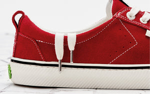 OCA Low Stripe Samba Red Suede Contrast Thread Sneaker Men