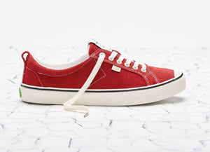 OCA Low Stripe Samba Red Suede Contrast Thread Sneaker Men