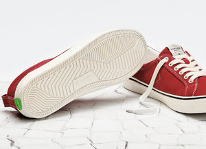 OCA Low Stripe Samba Red Suede Contrast Thread Sneaker Women