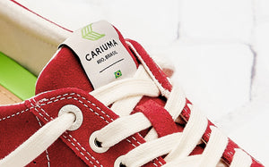 OCA Low Stripe Samba Red Suede Contrast Thread Sneaker Women