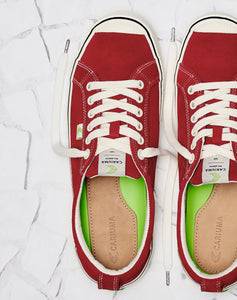 OCA Low Stripe Samba Red Suede Contrast Thread Sneaker Men