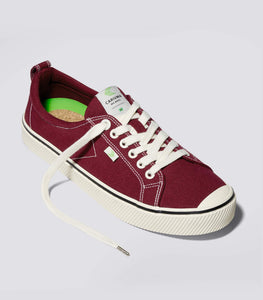 OCA Low Stripe Burgundy Red Canvas Sneaker Women