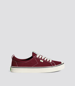 OCA Low Stripe Burgundy Red Canvas Sneaker Women