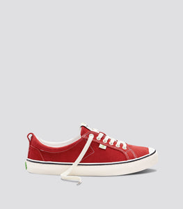 OCA Low Stripe Samba Red Suede Contrast Thread Sneaker Women