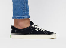 Load image into Gallery viewer, OCA Low Stripe Washed Black Canvas Contrast Thread Sneaker Men
