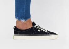 Load image into Gallery viewer, OCA Low Stripe Washed Black Canvas Contrast Thread Sneaker Women
