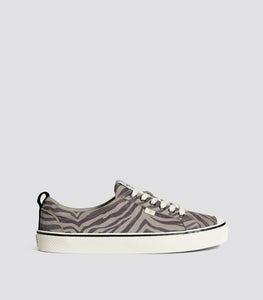 OCA Low Stripe Zebra Print Grey Suede Sneaker Women