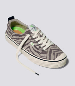 OCA Low Stripe Zebra Print Grey Suede Sneaker Men